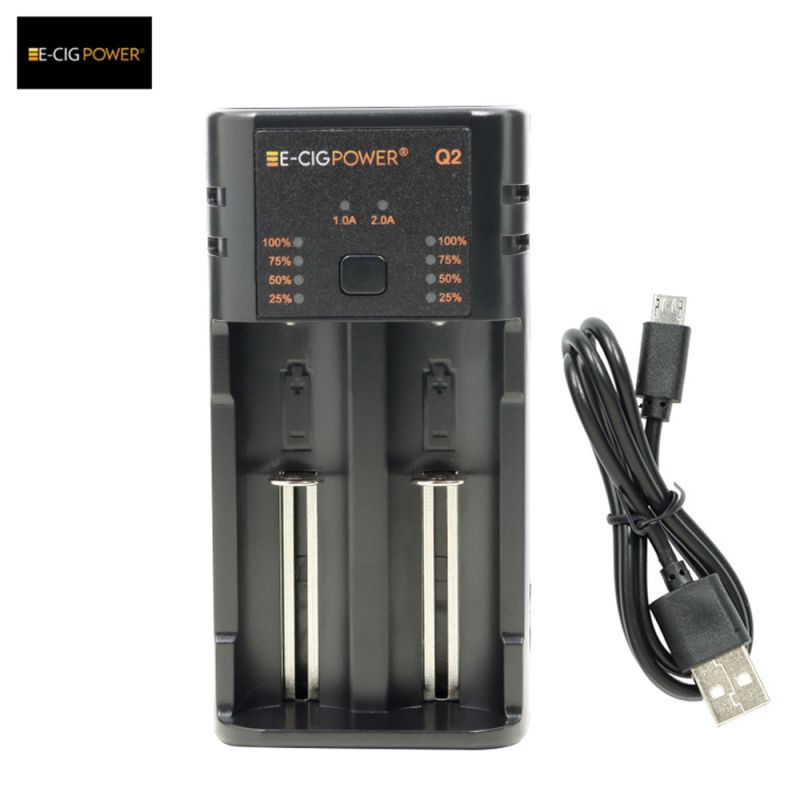 Q2 Chargeur de batterie Li-ion avec LED et Micro USB - E-Cig Power