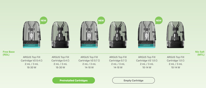 grossiste cartouche argus v2 top fill voopoo