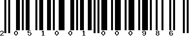 Code barre 2051001000986