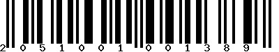 EAN-13 : 2051001001389 EAN-13 : 2051001001389