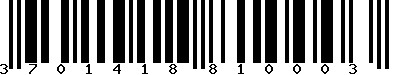 EAN-13 : 3701418810003 EAN-13 : 3701418810003